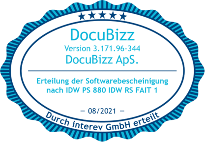 DocuBizz Softwarebescheinigung